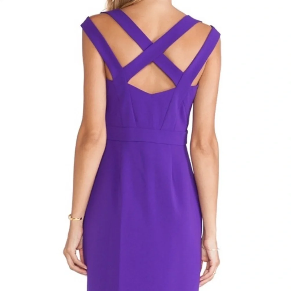 Diane Von Furstenberg Corinne purple full zipper shoulder cutout dress - Picture 3 of 9